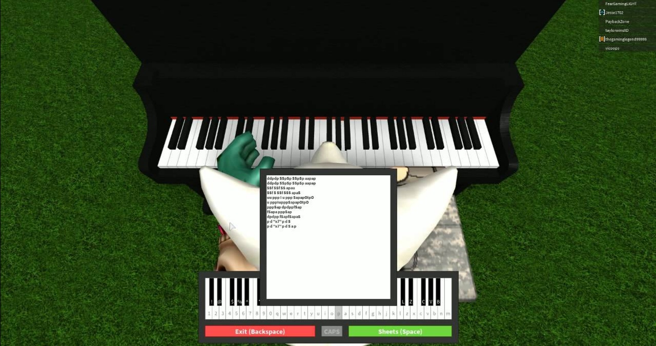 Roblox Piano Songs Sheet