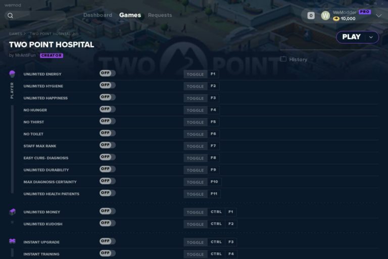 two point hospital pc cheats