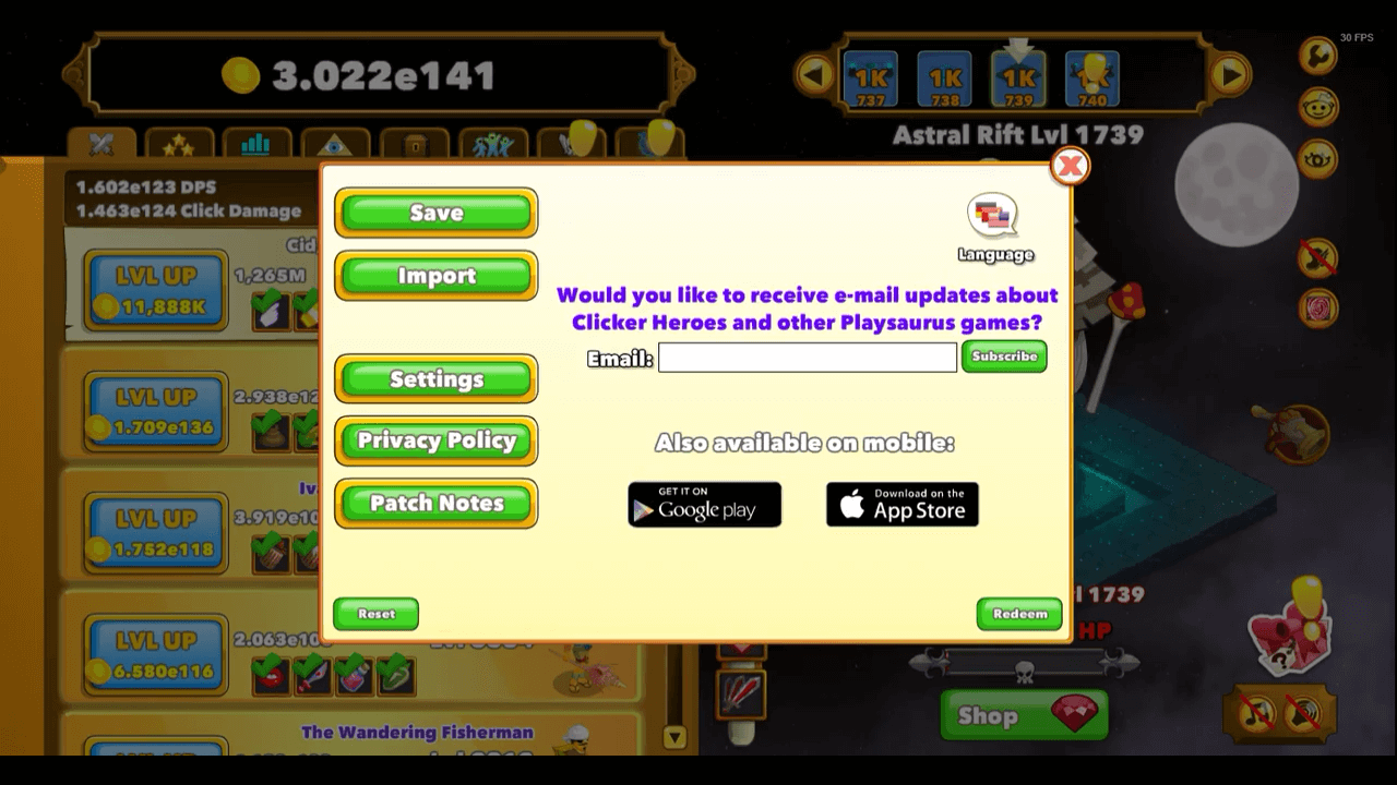 clicker heroes best import code