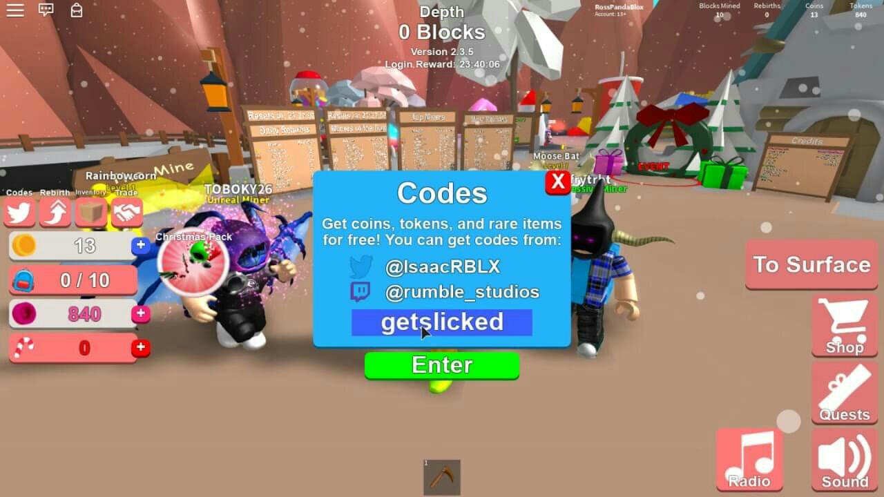All The Codes For Mining Simulator In Roblox