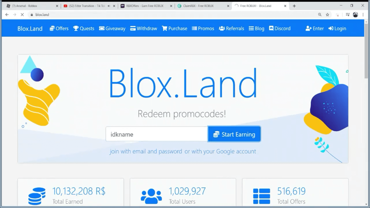 How to get free robux from Blox. Land and a sponsor code for free 