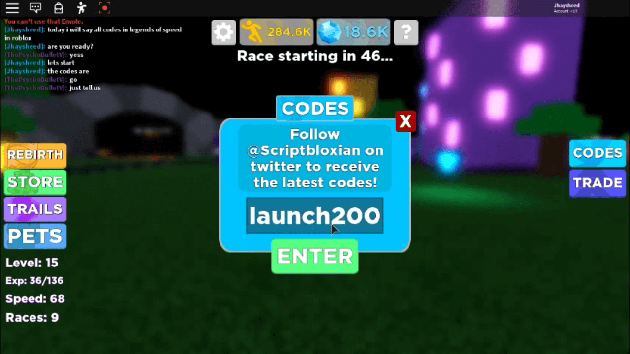 Codes For Legends Of Speed On Roblox