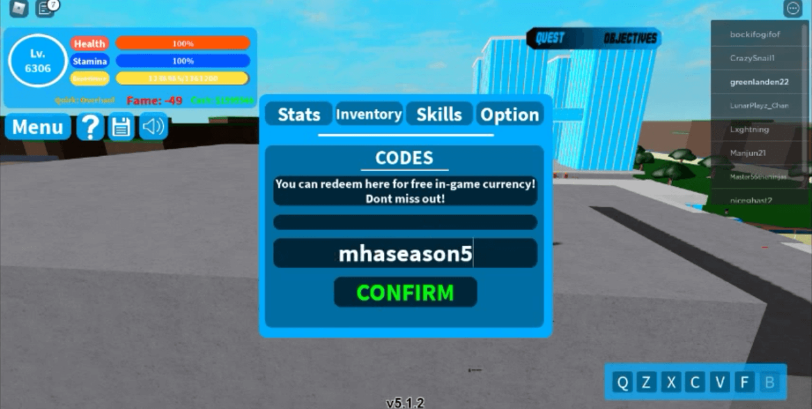 all codes for boku no roblox: remastered
