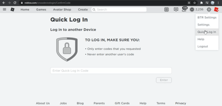 how to use quick login roblox