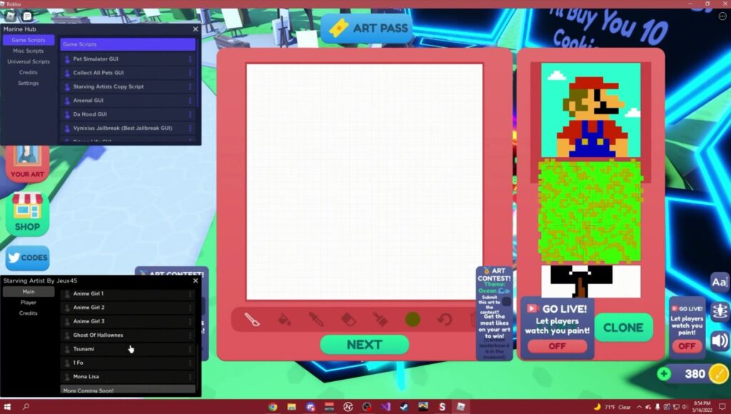 Roblox Starving Artists Script 2023 Gaming Pirate