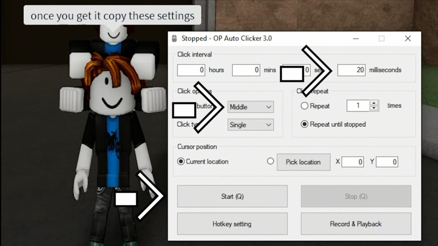 how to set up op auto clicker