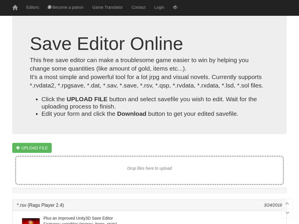 Saveeditonline. Сейв эдитор. Rvdata save Editor.